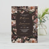 Elegante Moody bloemen donkere bruiloft Uitnodigin Kaart (Staand voorkant)