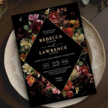 Elegante moody bloemen zwarte bruiloft