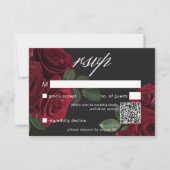 Elegante Moody Blood Red Roses Floral QR-code RSVP Kaartje (Voorkant)