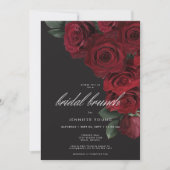Elegante Moody Blood Rozen Bloemen Bruids Brunch Kaart (Voorkant)