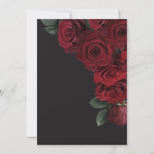 Elegante Moody Blood Rozen Bloemen Bruids Brunch Kaart (Achterkant)