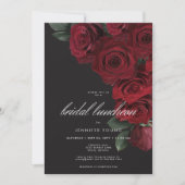 Elegante Moody Blood Rozen Bloemen Bruids Luncheon Kaart (Voorkant)