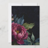 Elegante moody donkerroze waterverf bloemenbruilof kaart (Achterkant)