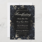 Elegante Moody Gotische Bloemen Skulls Handfasten Kaart (Voorkant)