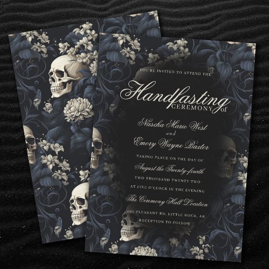 Elegante Moody Gotische Bloemen Skulls Handfasten Kaart