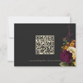 Elegante Moody Jewel  Bloemen bruiloft QR-code RSVP Kaartje (Achterkant)