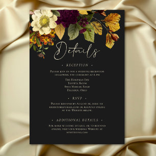 Elegante Moody Jewel  Bloemen Huwelijk Informatiekaartje