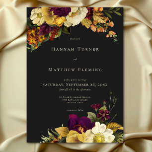 Elegante Moody Jewel Bloemen Huwelijk Kaart