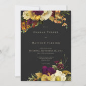 Elegante Moody Jewel  Bloemen Huwelijk Kaart (Voorkant)