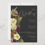 Elegante Moody Jewel Bloemen Huwelijk Kaart (Voorkant)