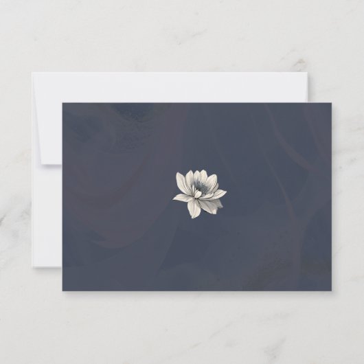 Elegante Moody Navy Blauwe Bloemen Save The Date (Achterkant)
