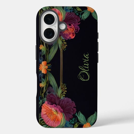 Elegante moody peachy roze boho bloemen Case-Mate iPhone case (Achterkant)