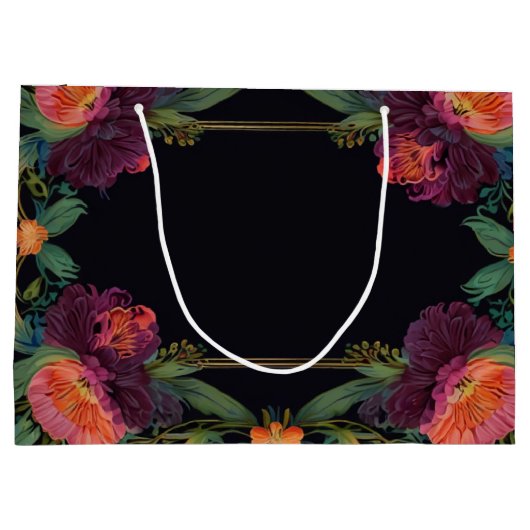 Elegante moody peachy roze boho bloemen groot cadeauzakje (Achterkant)