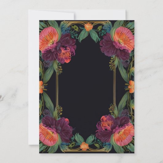 Elegante moody peachy roze boho bloemen kaart (Achterkant)