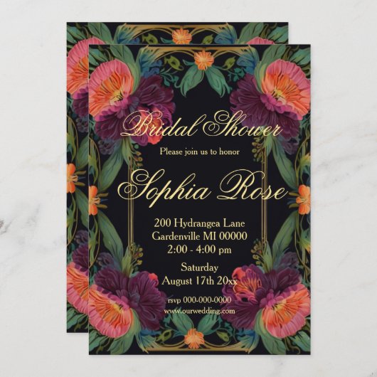 Elegante moody peachy roze boho bloemen kaart (Voorkant / Achterkant)