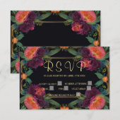 Elegante moody peachy roze boho bloemen RSVP kaartje (Voorkant / Achterkant)