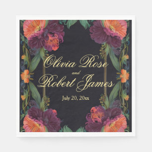 Elegante moody peachy roze boho bloemen servet