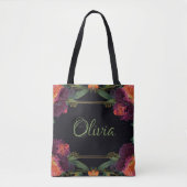 Elegante moody peachy roze boho bloemen tote bag (Voorkant)