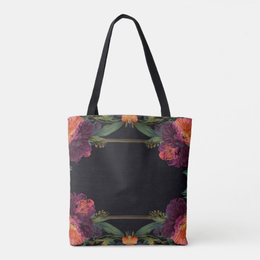 Elegante moody peachy roze boho bloemen tote bag (Achterkant)