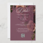 Elegante Moody Roest Burgundy Bloemencode QR Weddi Kaart (Achterkant)