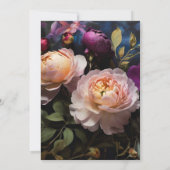 Elegante moody roze magenta bloemenbruiloft kaart (Achterkant)