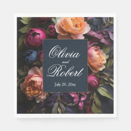 Elegante  moody roze magenta bloemenbruiloft servet