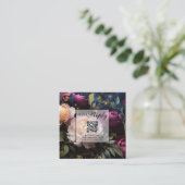 Elegante  moody roze magenta floral QR code Informatiekaartje (Staand voorkant)