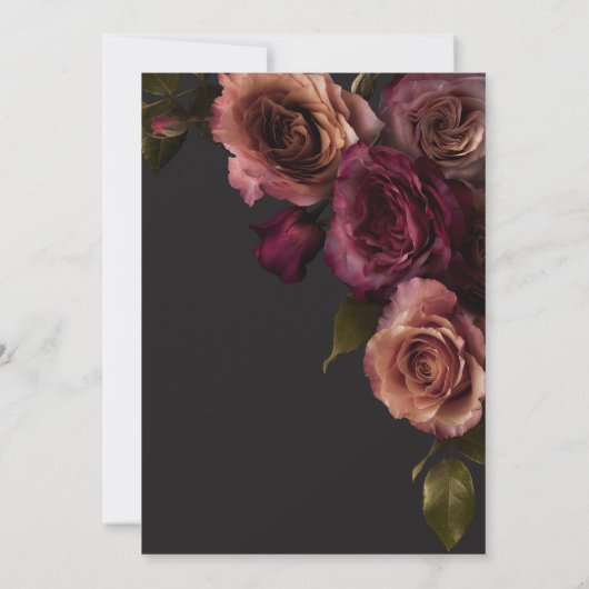 Elegante Moody Rust Bourgondische liefde in bloei  Kaart (Achterkant)