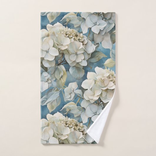 Elegante moody stoffige blauw waterverf bloemen bad handdoek (Handdoek)