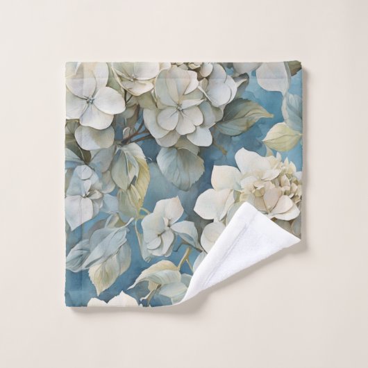 Elegante moody stoffige blauw waterverf bloemen bad handdoek (Wasdoekje)