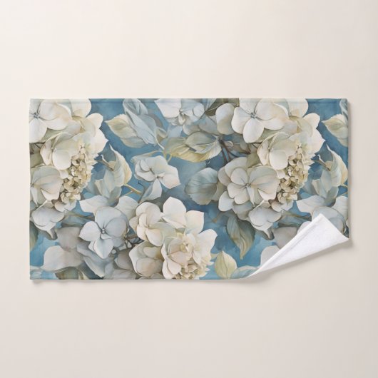 Elegante moody stoffige blauw waterverf bloemen bad handdoek (Handdoek)