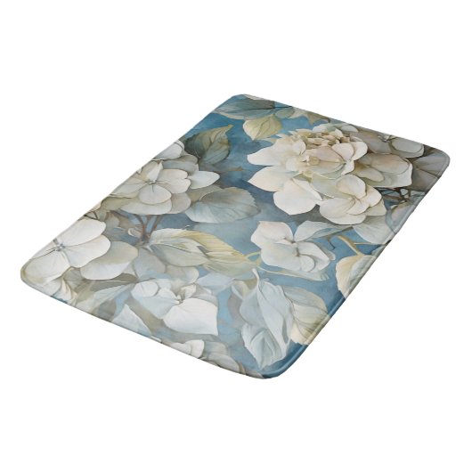 Elegante moody stoffige blauw waterverf bloemen badmat (Gekanteld)