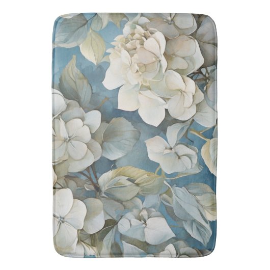 Elegante moody stoffige blauw waterverf bloemen badmat (Voorkant Verticaal)
