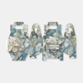 Elegante moody stoffige blauw waterverf bloemen bedankdoosjes (Uitgevouwen)