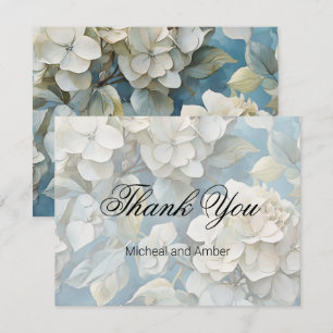 Elegante moody stoffige blauw waterverf bloemen bedankkaart