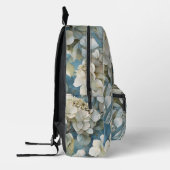 Elegante moody stoffige blauw waterverf bloemen bedrukte rugzak (Links)