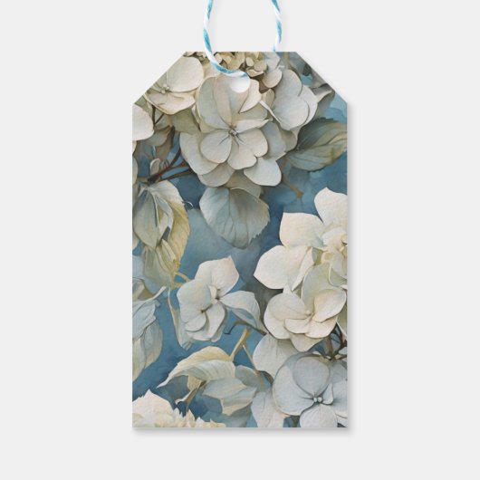 Elegante moody stoffige blauw waterverf bloemen cadeaulabel (Achterkant)