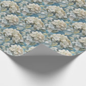 Elegante moody stoffige blauw waterverf bloemen cadeaupapier (Hoek)