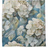 Elegante moody stoffige blauw waterverf bloemen douchegordijn (Voorkant)