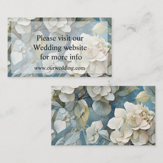 Elegante moody stoffige blauw waterverf bloemen informatiekaartje (Voorkant / Achterkant)