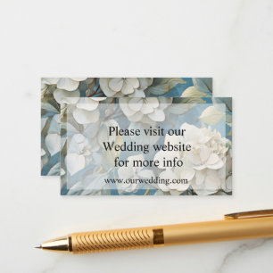 Elegante moody stoffige blauw waterverf bloemen informatiekaartje