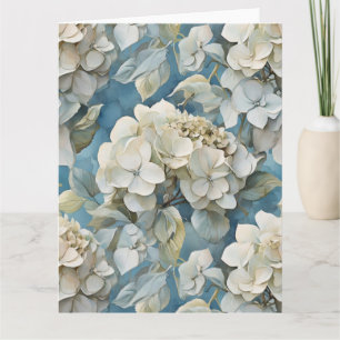 Elegante moody stoffige blauw waterverf bloemen kaart