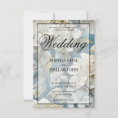 Elegante moody stoffige blauw waterverf bloemen kaart (Voorkant)