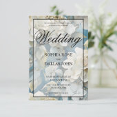 Elegante moody stoffige blauw waterverf bloemen kaart (Staand voorkant)