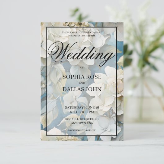 Elegante moody stoffige blauw waterverf bloemen kaart (Staand voorkant)