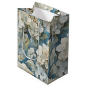 Elegante moody stoffige blauw waterverf bloemen medium cadeauzakje (Voorkant Gekanteld)