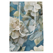 Elegante moody stoffige blauw waterverf bloemen medium cadeauzakje (Achterkant)