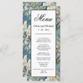 Elegante moody stoffige blauw waterverf bloemen menu (Voorkant / Achterkant)