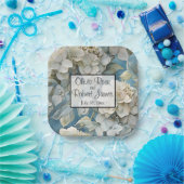 Elegante moody stoffige blauw waterverf bloemen papieren bordje (Feest)