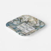 Elegante moody stoffige blauw waterverf bloemen papieren bordje (Gebogen)